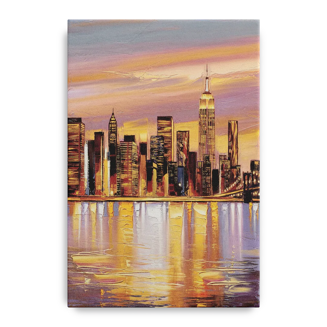 New York City Skyline at Dusk Front - Canvas Wall Art
