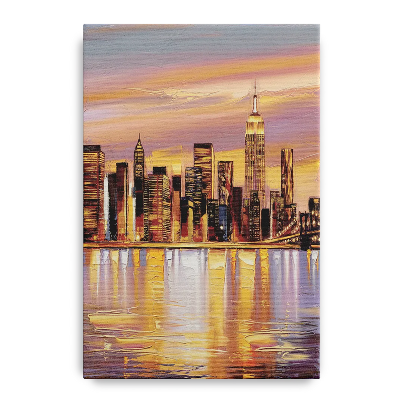 New York City Skyline at Dusk Front - Canvas Wall Art