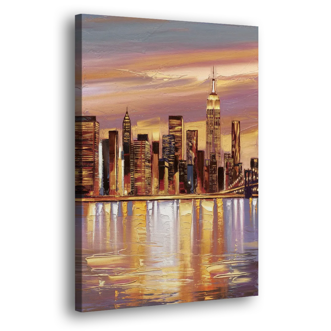 New York City Skyline at Dusk Side - Canvas Wall Art