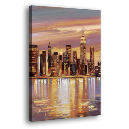 New York City Skyline at Dusk Side - Canvas Wall Art