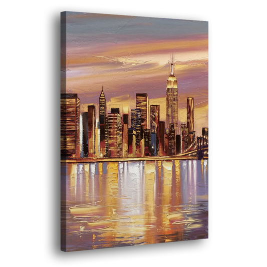 New York City Skyline at Dusk Side - Canvas Wall Art