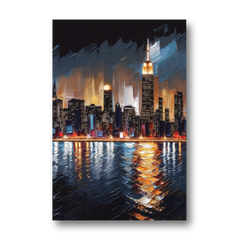 New York City Skyline by Nightfall Hudson - Canvas Wall Art - Front