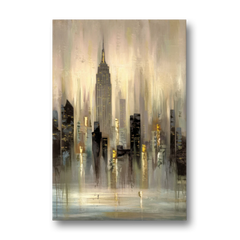 New York City Skyline in Fog - Canvas Wall Art - Front