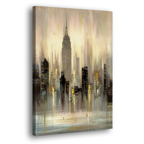 New York City Skyline in Fog - Canvas Wall Art - Side