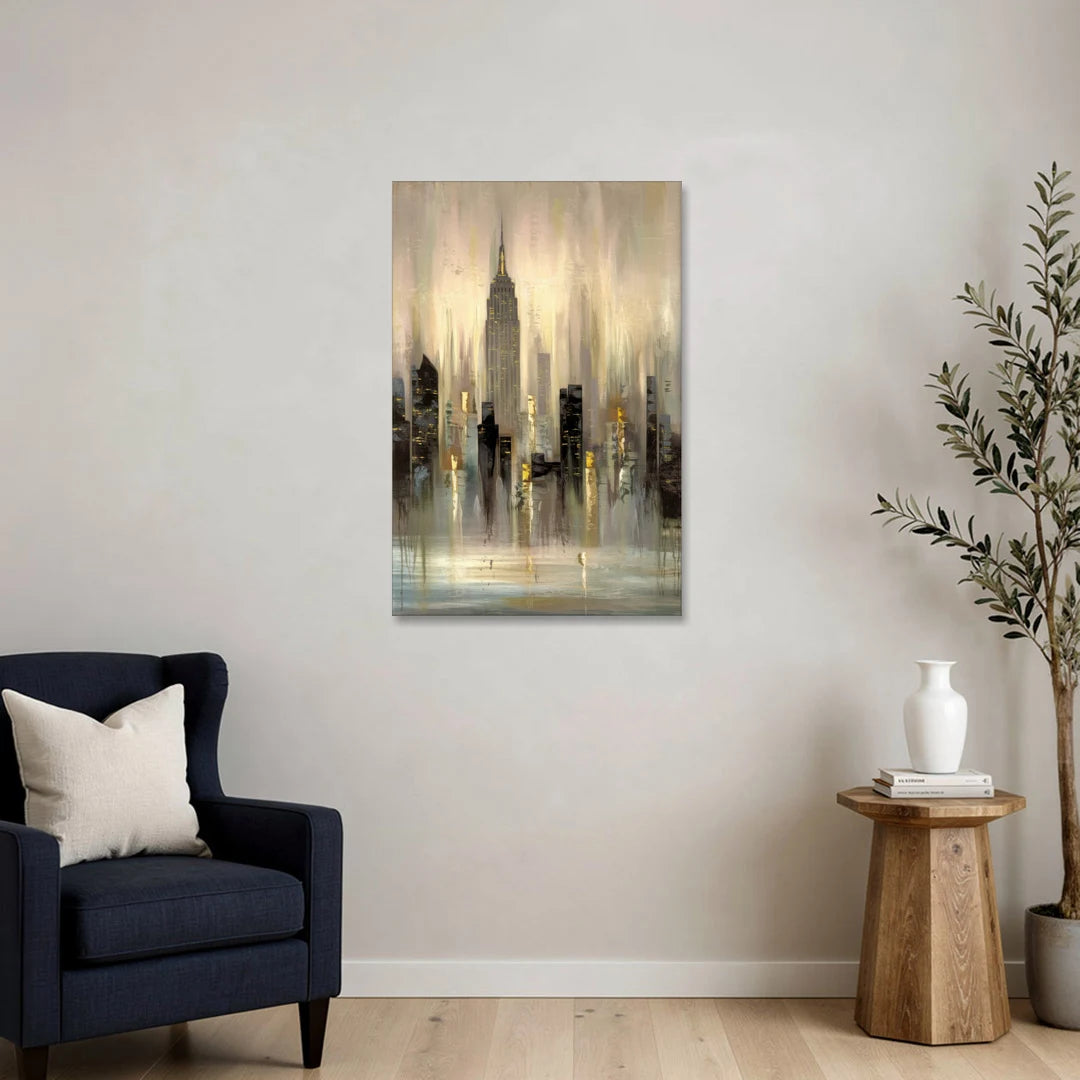 New York City Skyline in Fog - Canvas Wall Art - Sofa - 24x36