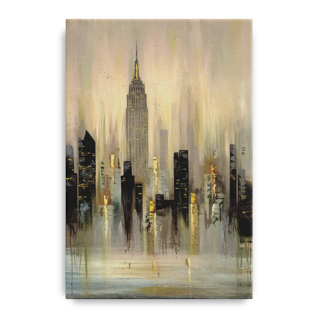 New York City Skyline in Fog Front - Canvas Wall Art
