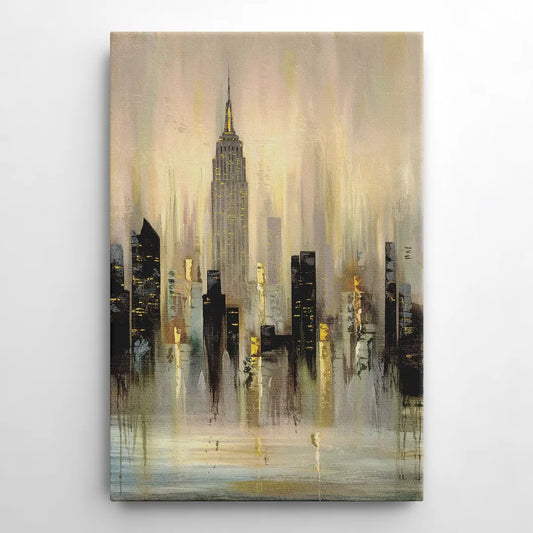 New York City Skyline in Fog - Canvas Wall Art