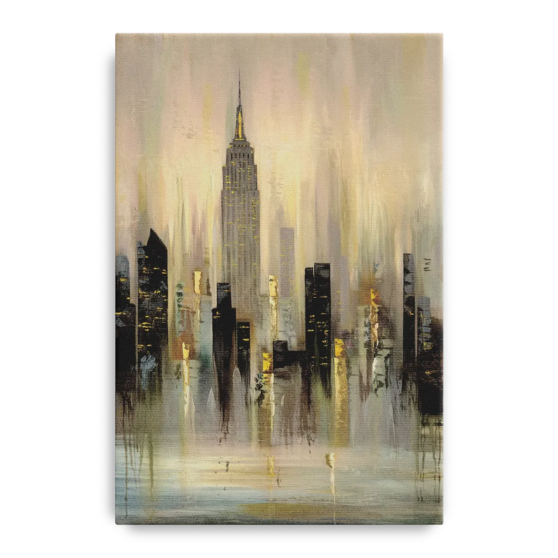 New York City Skyline in Fog Front - Canvas Wall Art