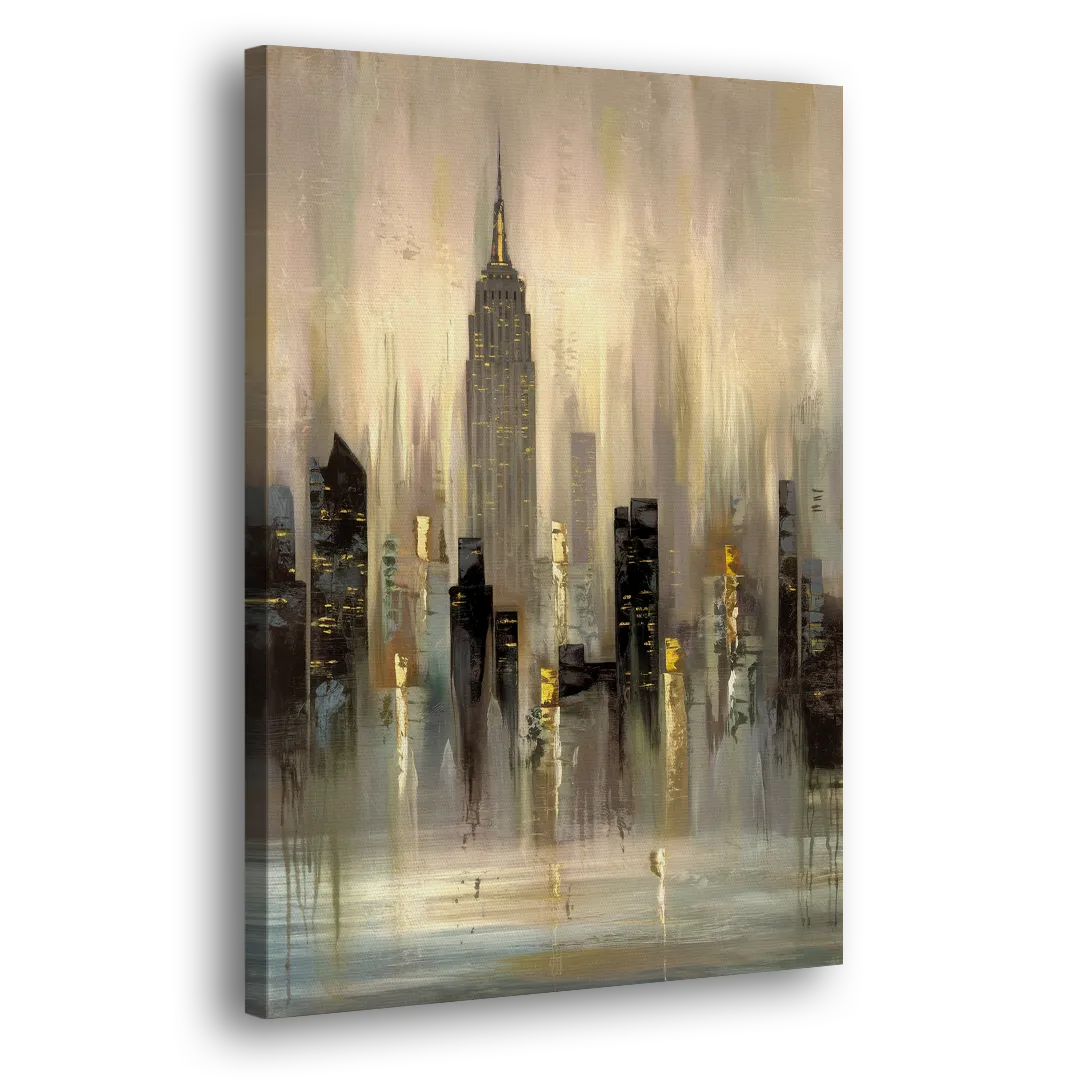New York City Skyline in Fog Side - Canvas Wall Art