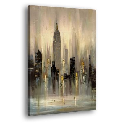 New York City Skyline in Fog Side - Canvas Wall Art