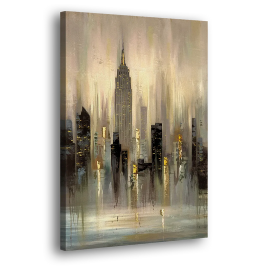 New York City Skyline in Fog Side - Canvas Wall Art