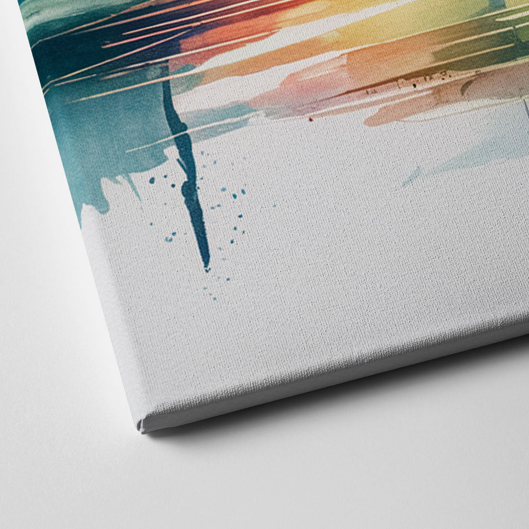 New York City Skyline in Watercolor Hudson Canvas Close Up