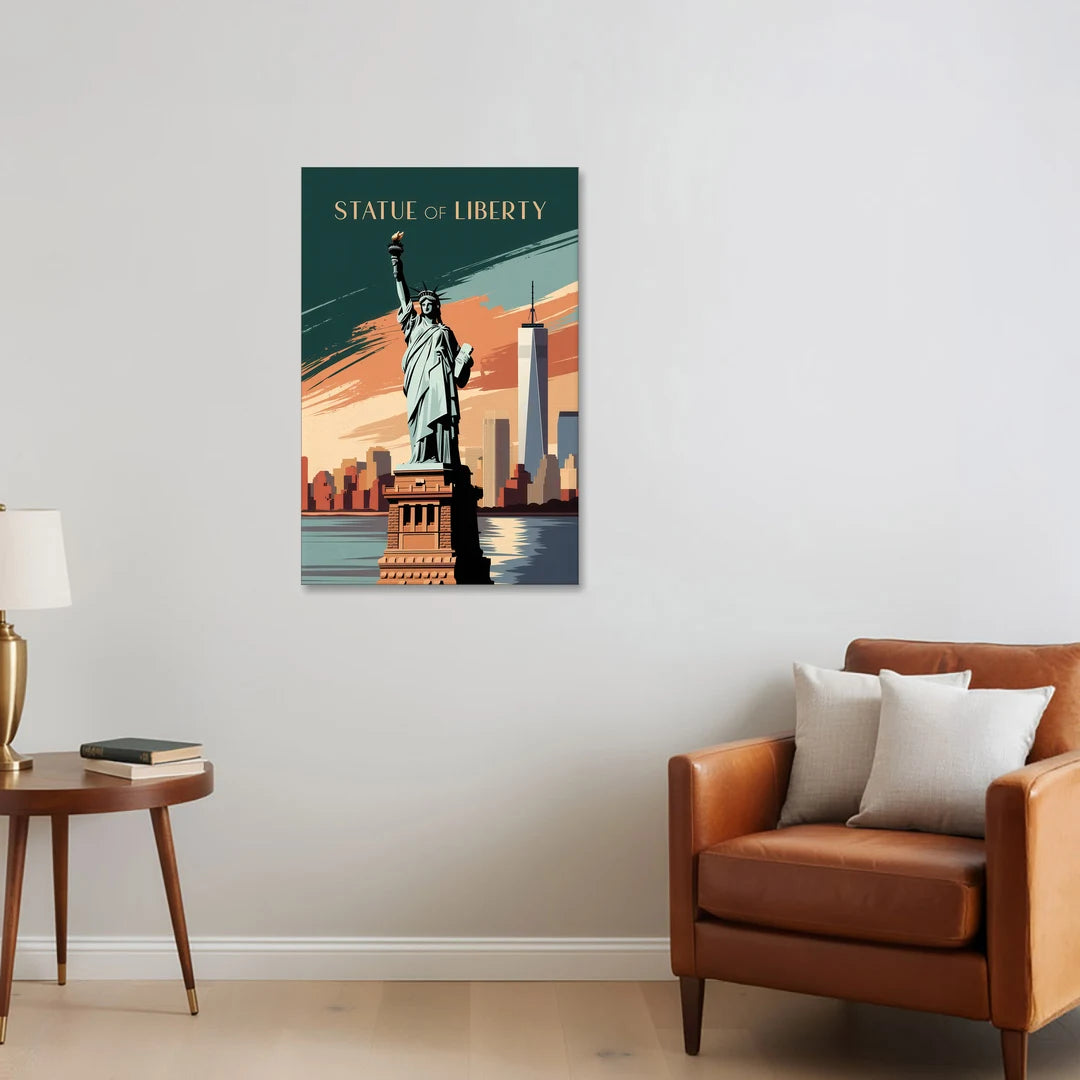 New York City Statue of Liberty - Canvas Wall Art - Sofa - 24x36
