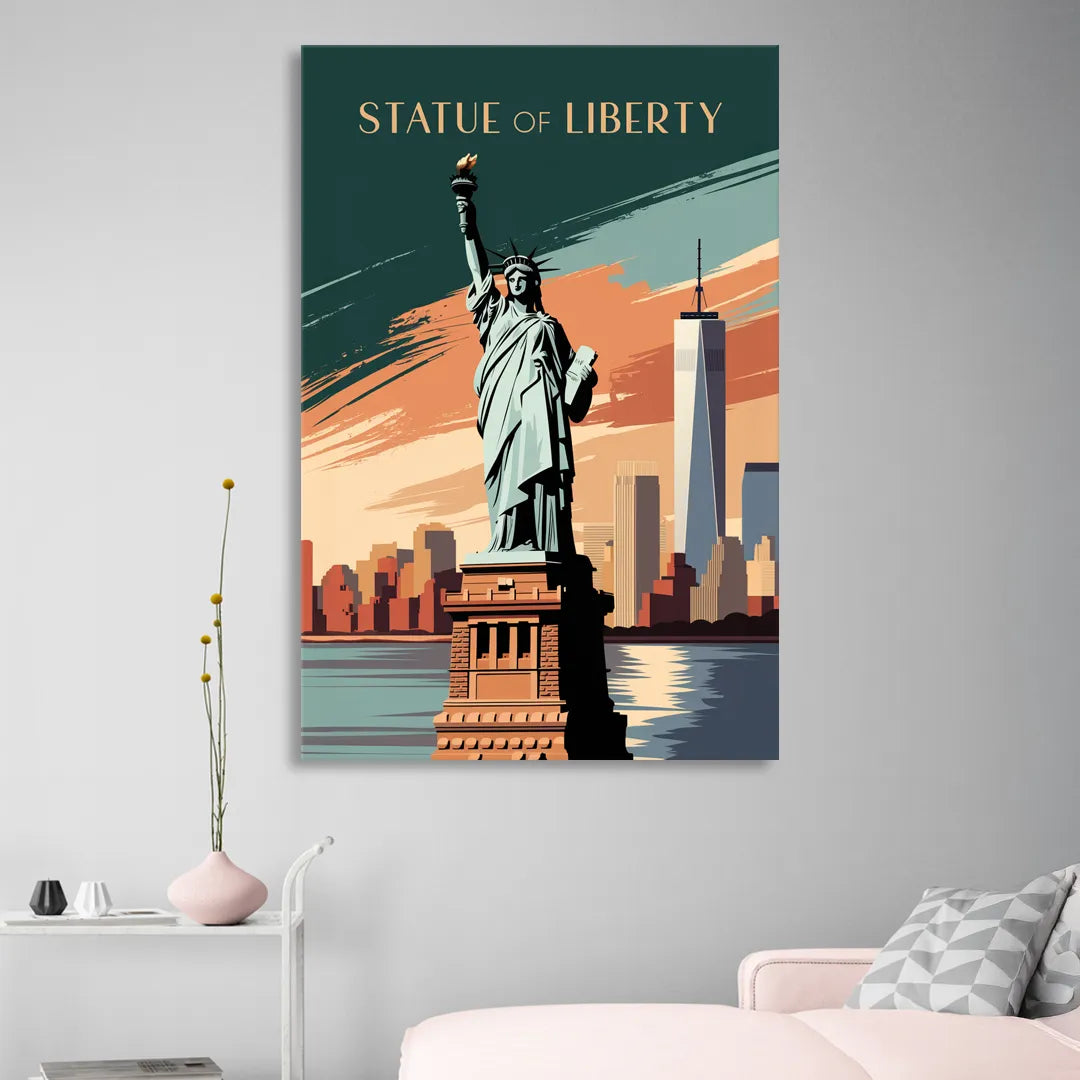 New York City Statue of Liberty Living Room - Canvas Wall Art