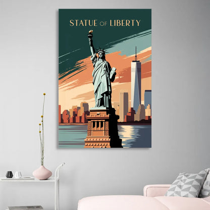 New York City Statue of Liberty Living Room - Canvas Wall Art