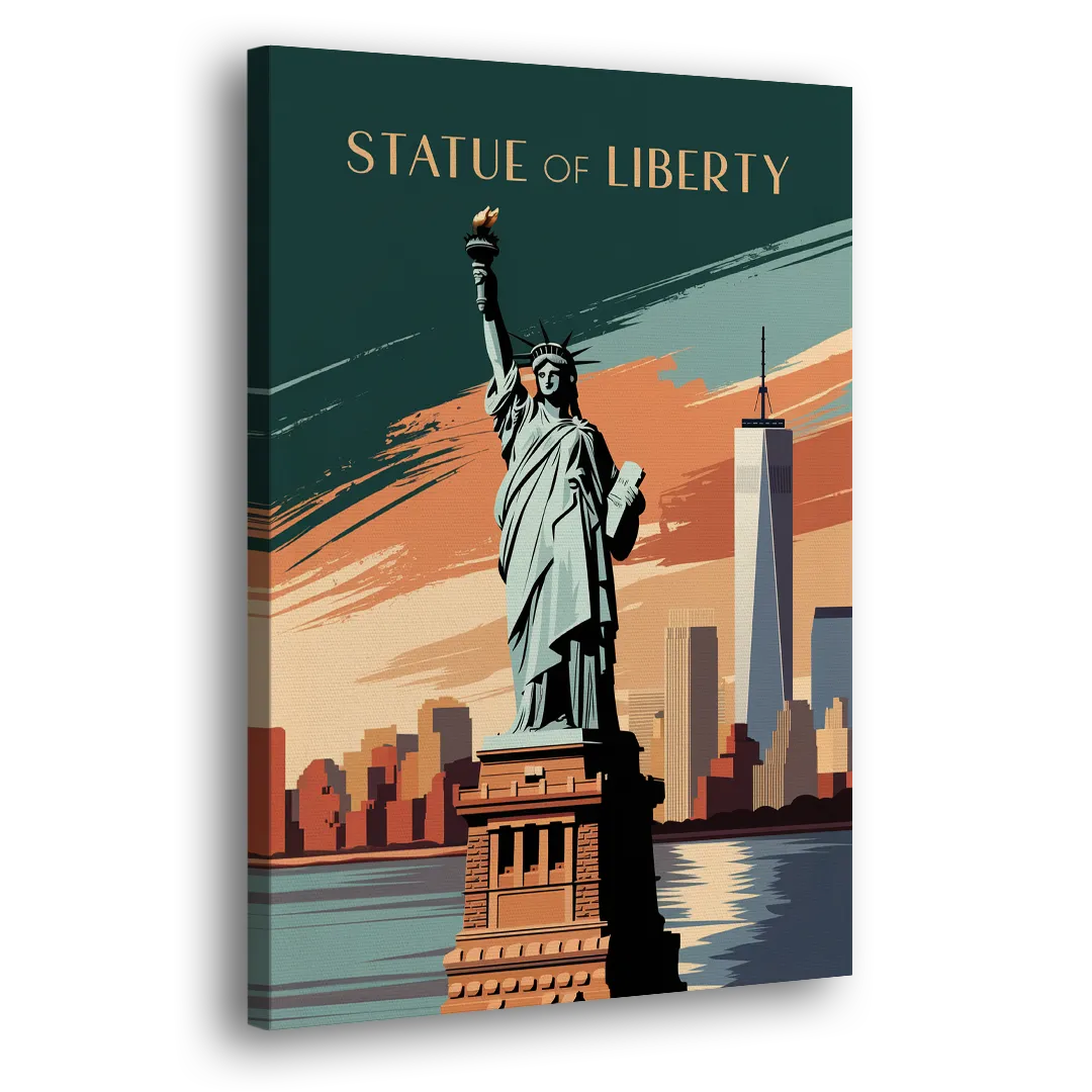 New York City Statue of Liberty Side - Canvas Wall Art