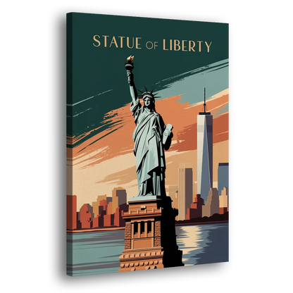 New York City Statue of Liberty Side - Canvas Wall Art