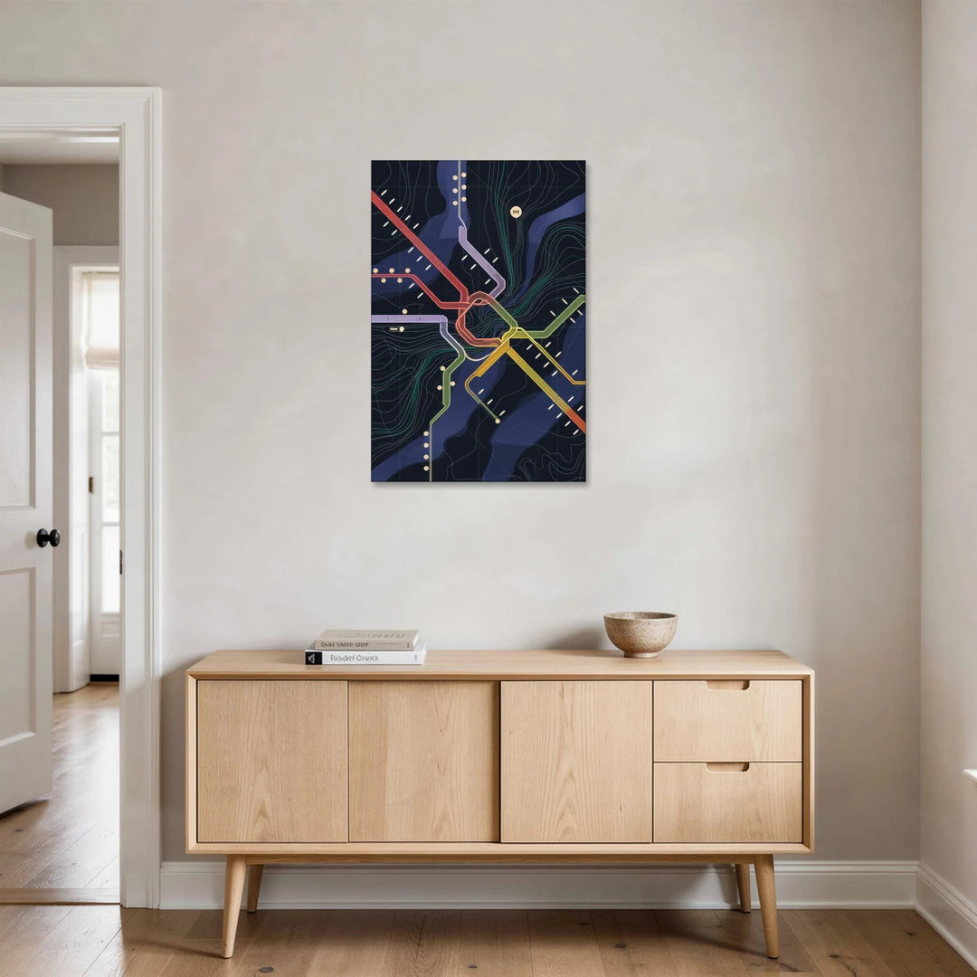 New York City Subway Map - Canvas Wall Art - Coffee Table - 24x36