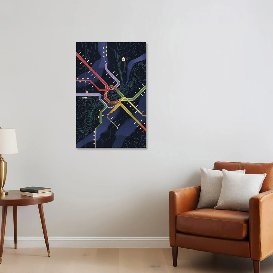 New York City Subway Map - Canvas Wall Art - Sofa - 24x36