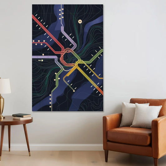 New York City Subway Map - Canvas Wall Art - Sofa - 40x60