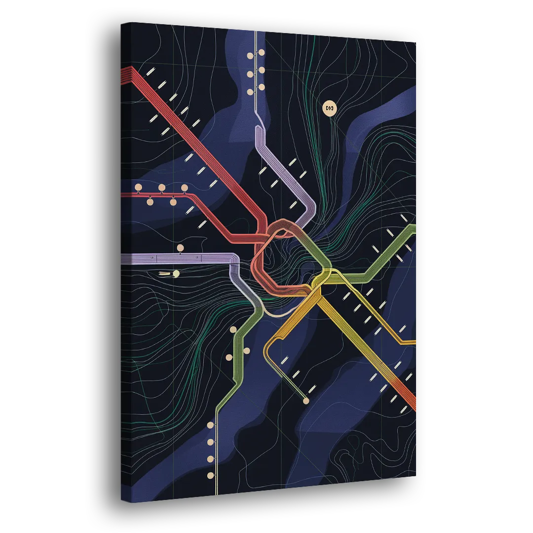 New York City Subway Map Side - Canvas Wall Art