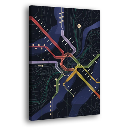 New York City Subway Map Side - Canvas Wall Art