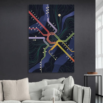 New York City Subway Map Sitting Room - Canvas Wall Art