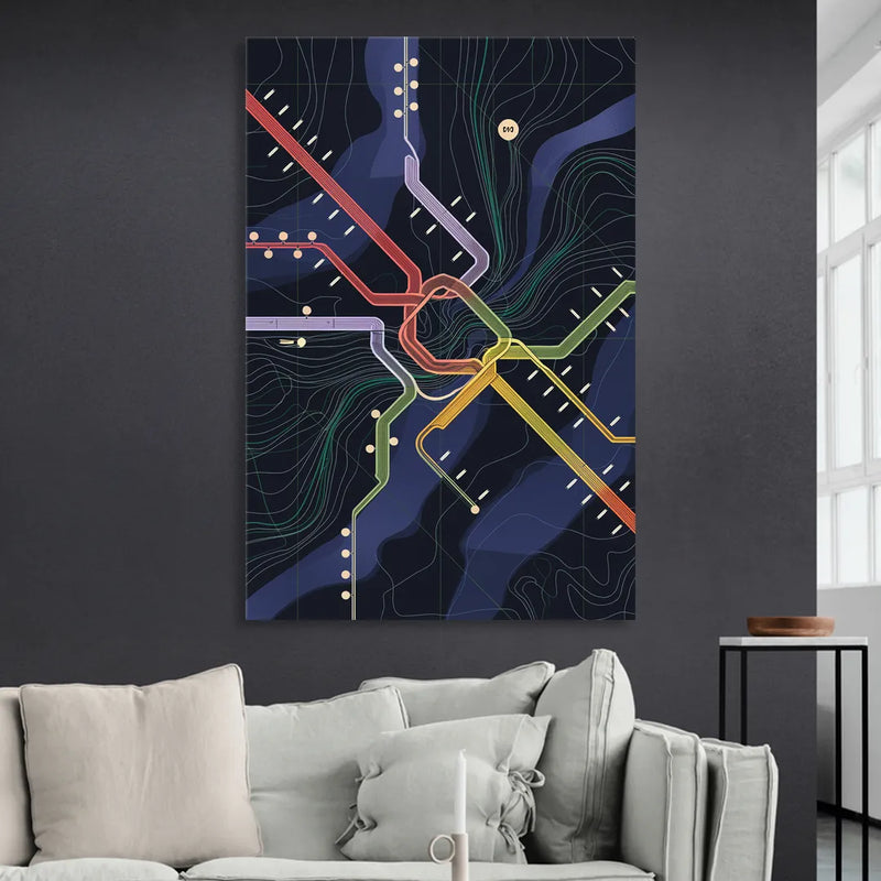 New York City Subway Map Sitting Room - Canvas Wall Art