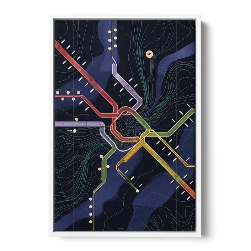 New York City Subway Map Front - White Canvas Wall Art