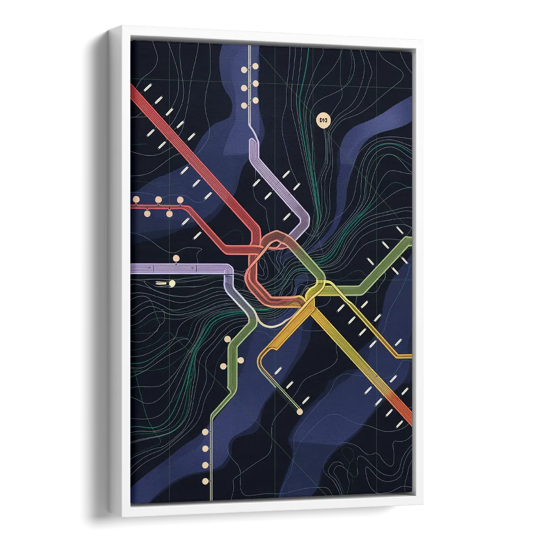 New York City Subway Map Side - White Canvas Wall Art