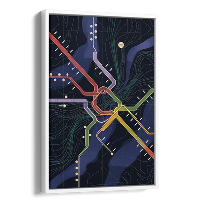 New York City Subway Map Side - White Canvas Wall Art