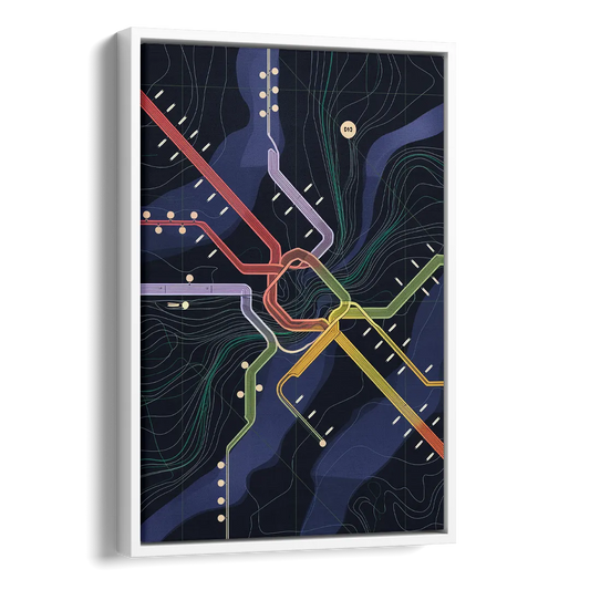 New York City Subway Map Side - White Canvas Wall Art