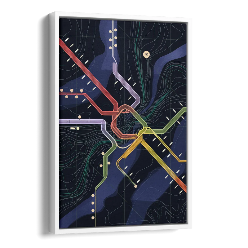 New York City Subway Map Side - White Canvas Wall Art