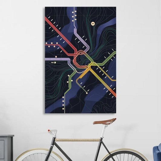 New York City Subway Map Living Room - Canvas Wall Art