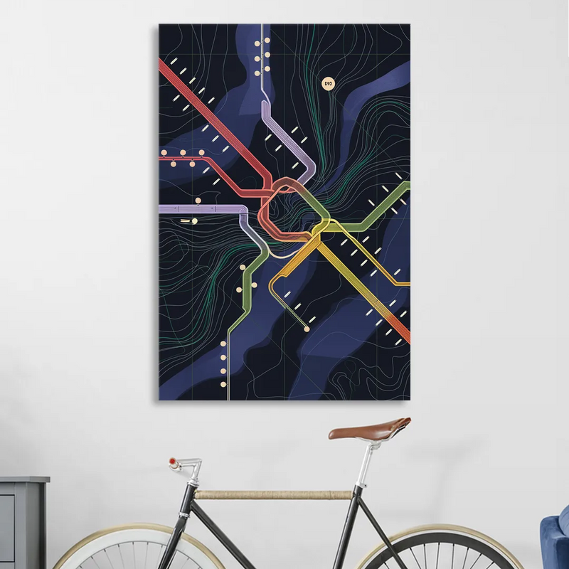 New York City Subway Map Living Room - Canvas Wall Art