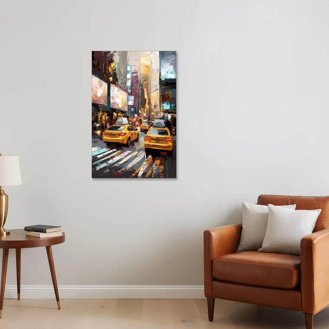 New York City Taxi Cabs - Canvas Wall Art - Sofa - 24x36