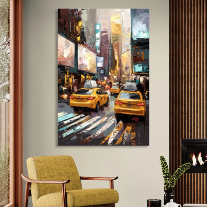 New York City Taxi Cabs Living Room - Canvas Wall Art