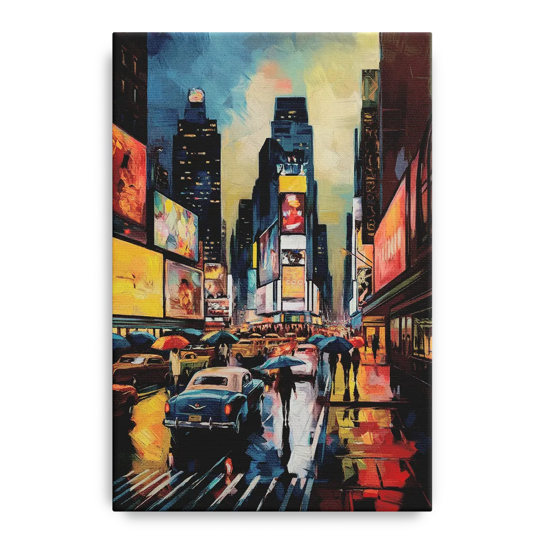 New York City Times Square at Midnight Front - Canvas Wall Art