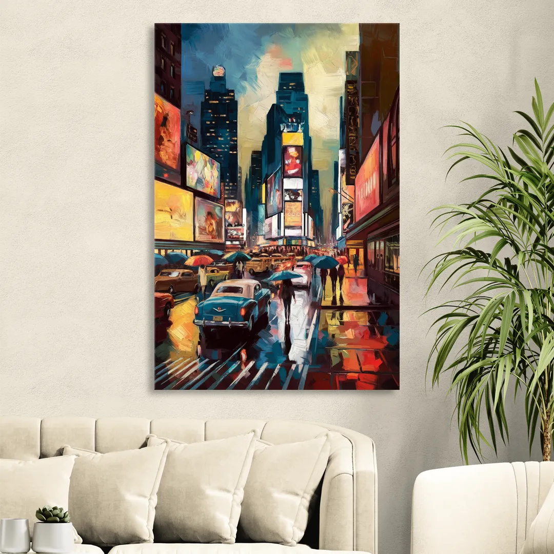 New York City Times Square at Midnight Living Room - Canvas Wall Art