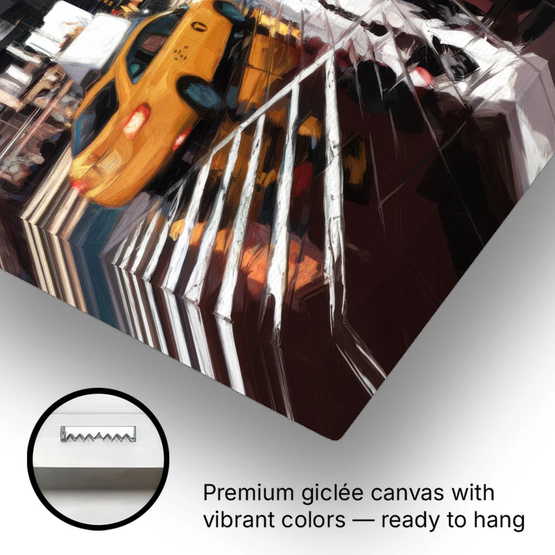 New York City Times Square in Motion Night - Canvas Wall Art - Gallery Wrap Corner