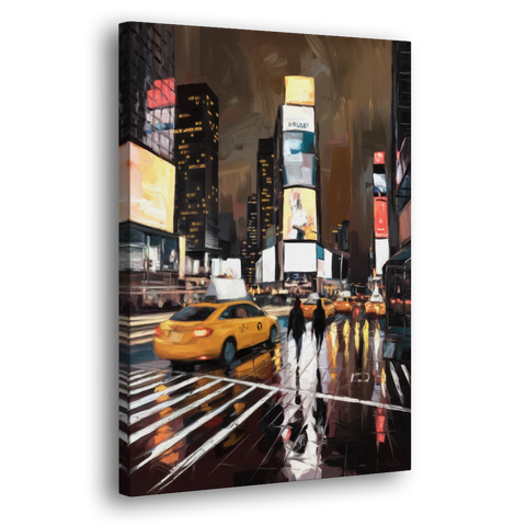 New York City Times Square in Motion Night - Canvas Wall Art - Side