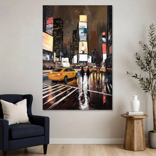 New York City Times Square in Motion Night - Canvas Wall Art - Sofa - 40x60