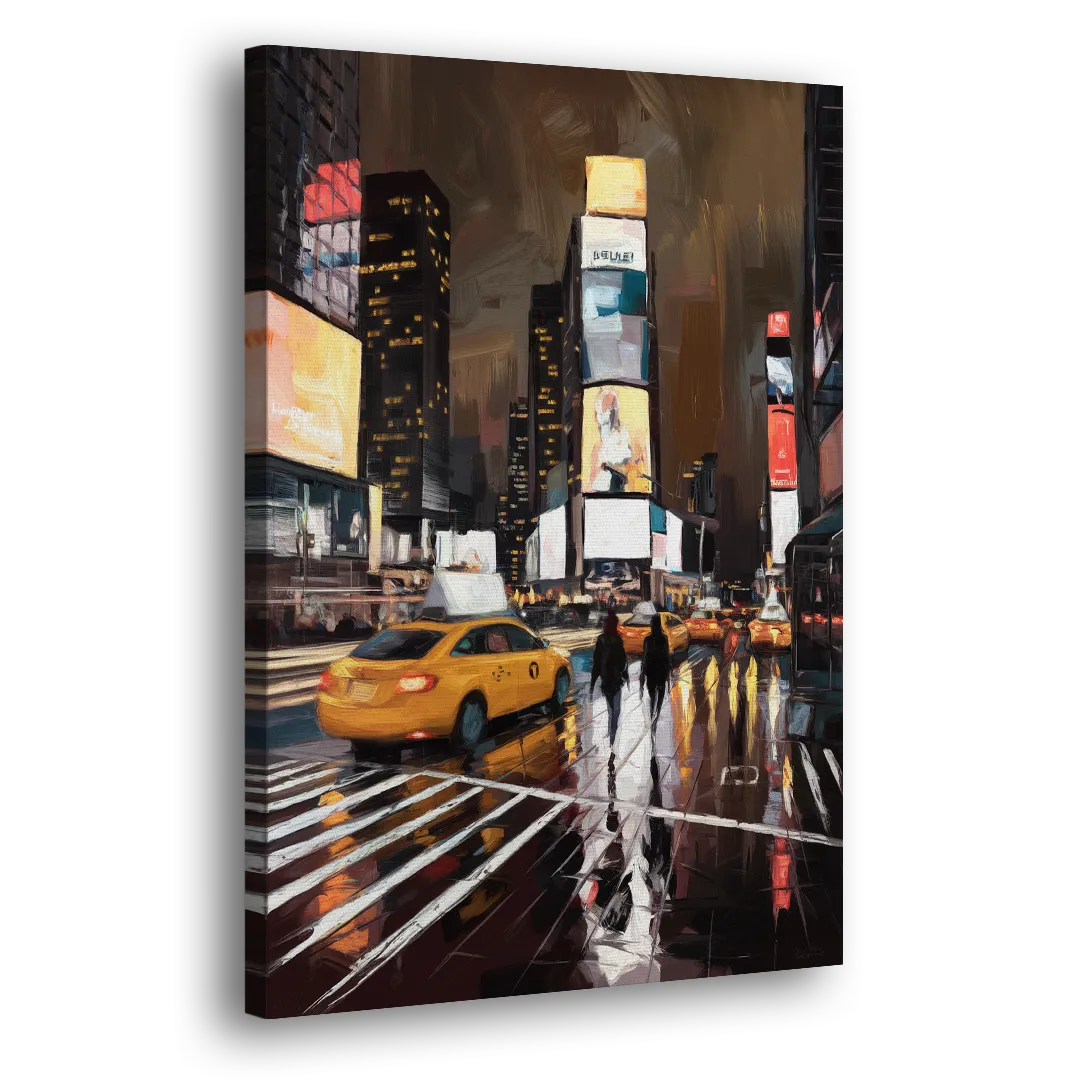 New York City Times Square in Motion Night Side - Canvas Wall Art
