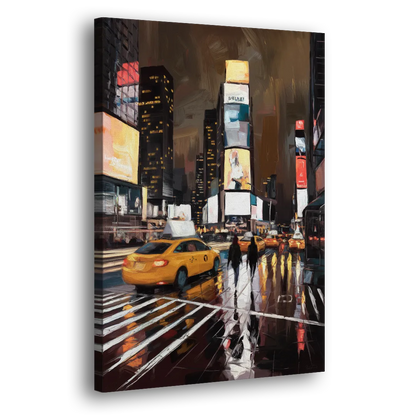New York City Times Square in Motion Night Side - Canvas Wall Art