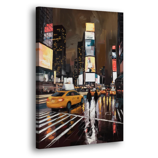 New York City Times Square in Motion Night Side - Canvas Wall Art