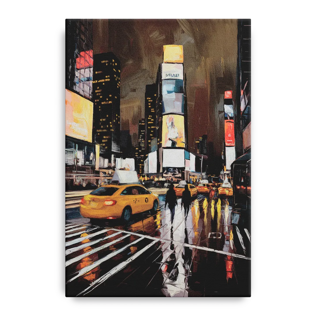 New York City Times Square in Motion Night Front - Canvas Wall Art