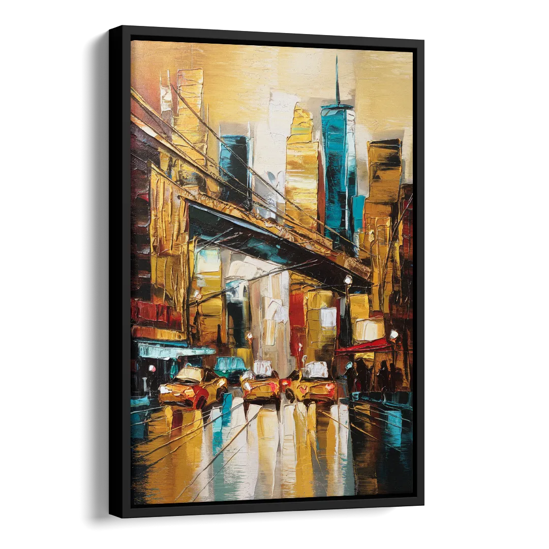 New York City Urban Landscape Side - Black Canvas Wall Art