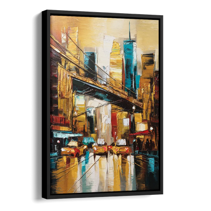 New York City Urban Landscape Side - Black Canvas Wall Art