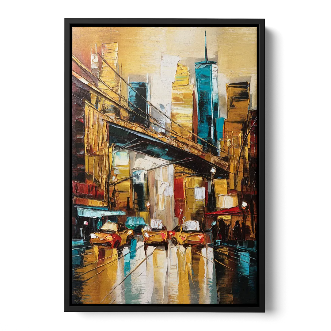 New York City Urban Landscape Front - Black Canvas Wall Art