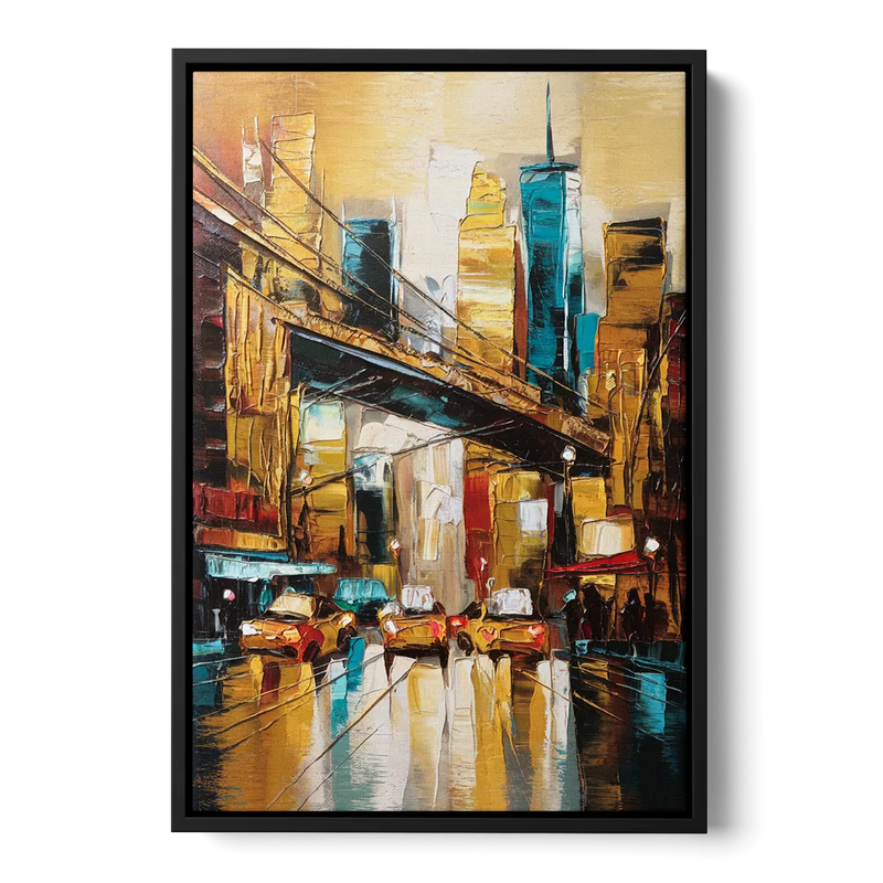 New York City Urban Landscape Front - Black Canvas Wall Art